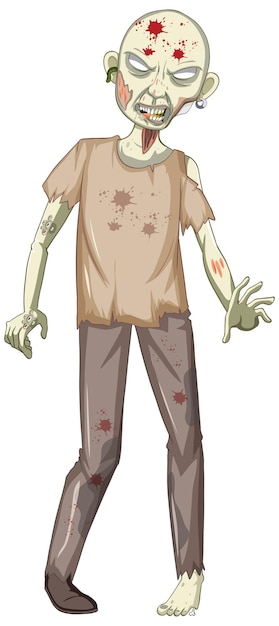 Free Vector scary zombie character on white background