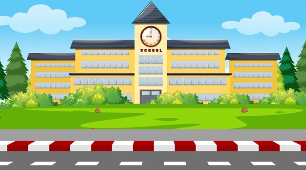 A school building background