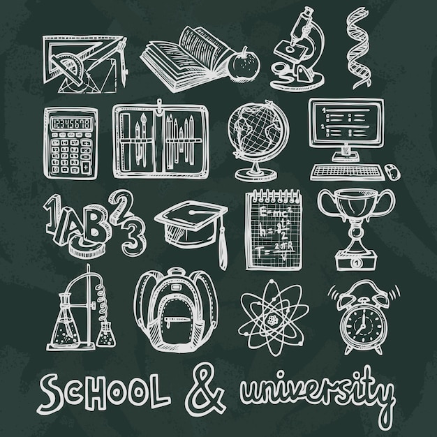 School education chalkboard elements