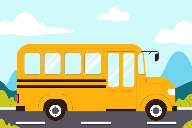 Free vector school hand drawn flat bus illustration