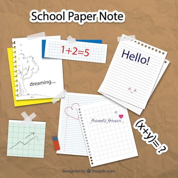 Free Vector school paper notes