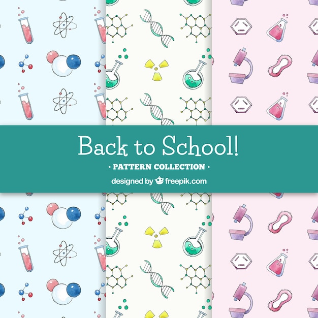 School patterns collection with elements