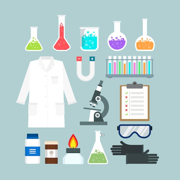 Free Vector science lab objects pack