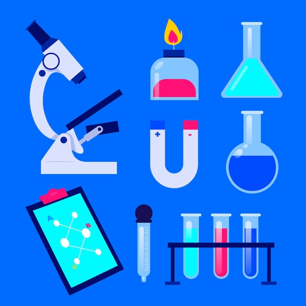 Free Vector science lab objects pack