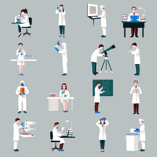 Free Vector scientists characters set 