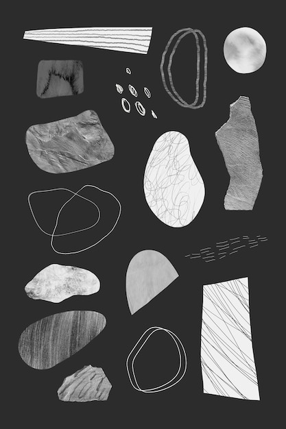 Free vector scribble strokes and gray stone textures design element collection