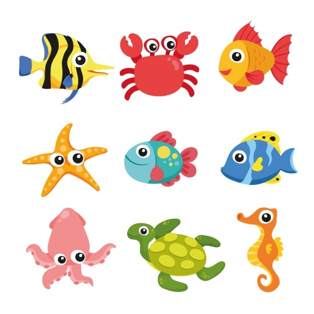 Free Vector sea animals collection