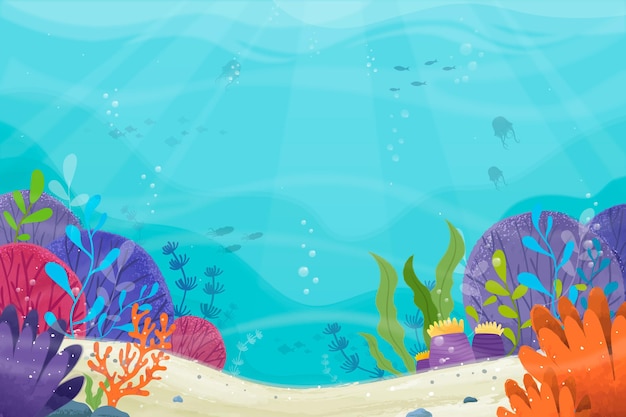 Free Vector under the sea background for video conferencing