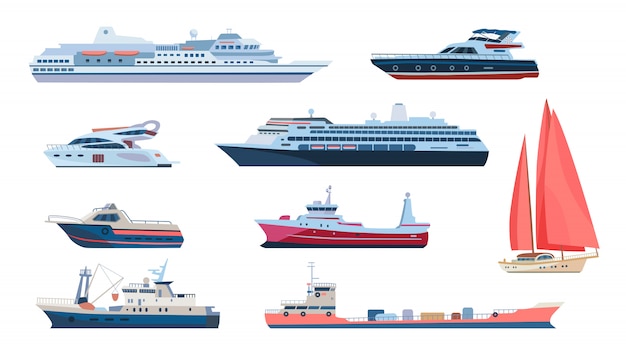 Free Vector sea and ocean transport set