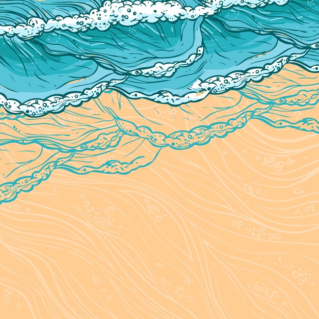 Sea waves and beach illustration