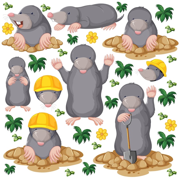 Free Vector seamless pattern with cute moles