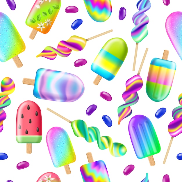Seamless pattern with ice cream. Summer concept
