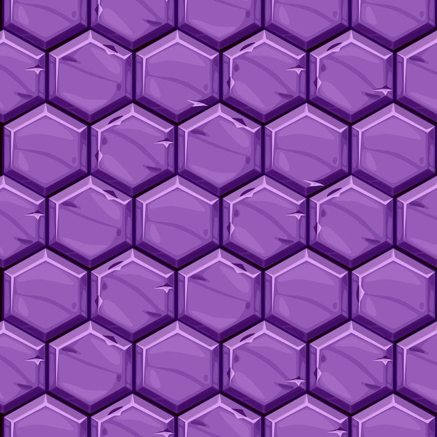 Free vector seamless textured of bright purple hexagonal stone tiles. background vintage paving geometric tiles.