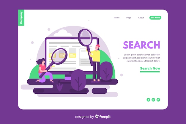 Free vector search concept for landing page