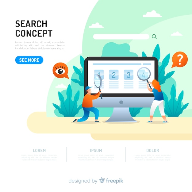 Free vector search concept for landing page