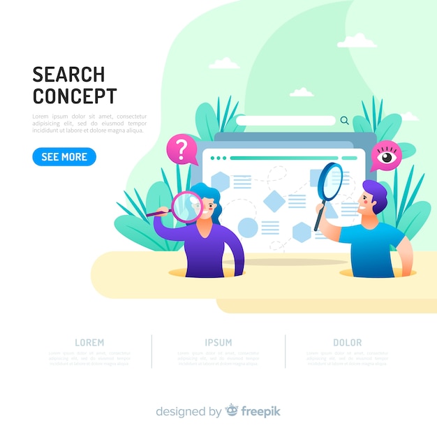 Free vector search concept for landing page