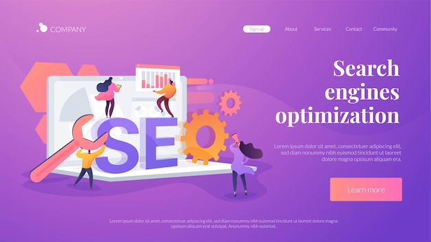 Free Vector search engines optimization landing page template