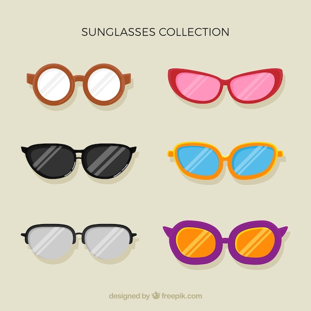 Free vector seasonal sunglasses collection in flat syle