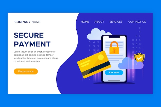 Free Vector secure payment landing page