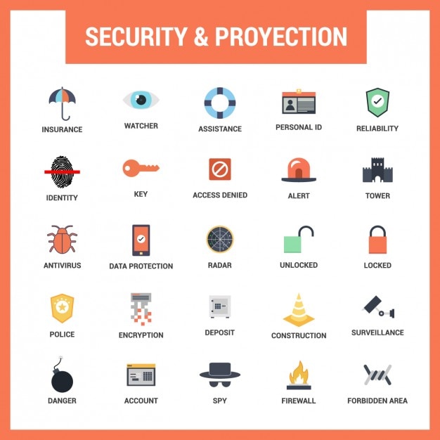 Free Vector security flat icons set