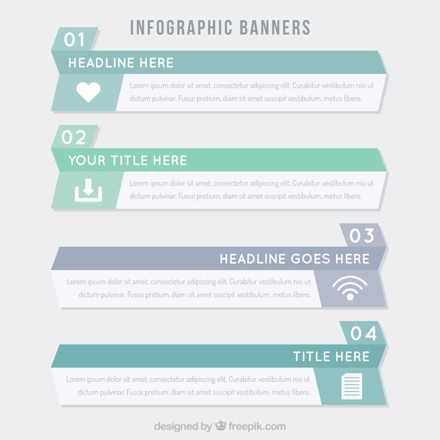 Free vector selection of four infographic banners