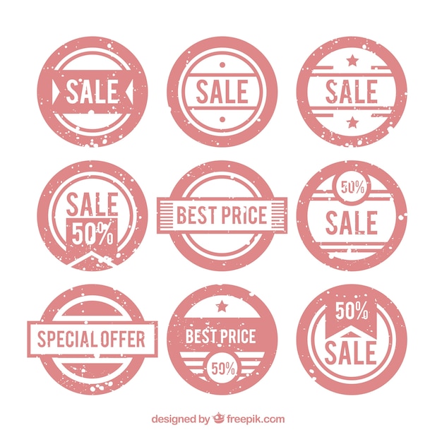 Free Vector selection of round stamps with special offers