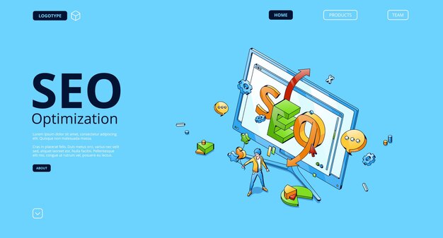 Seo optimization isometric landing page