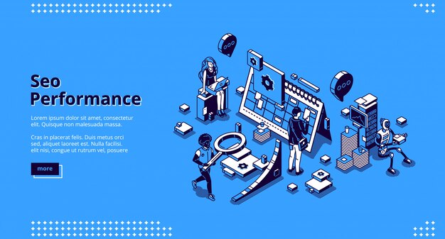 SEO performance isometric landing page banner