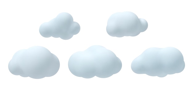 Free Vector set of 3d vector clouds.