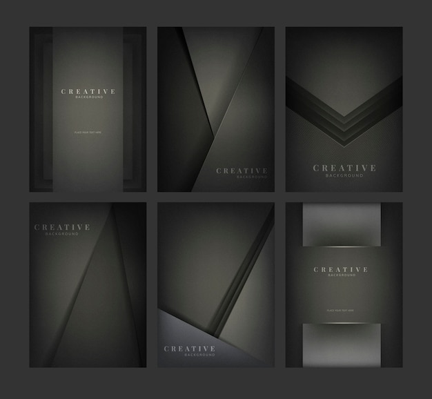 Free Vector set of abstract creative background designs in black