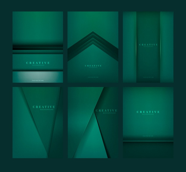 Free Vector set of abstract creative background designs in emerald green