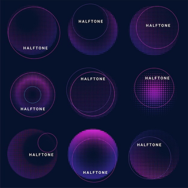 Free Vector set of abstract halftone design elements