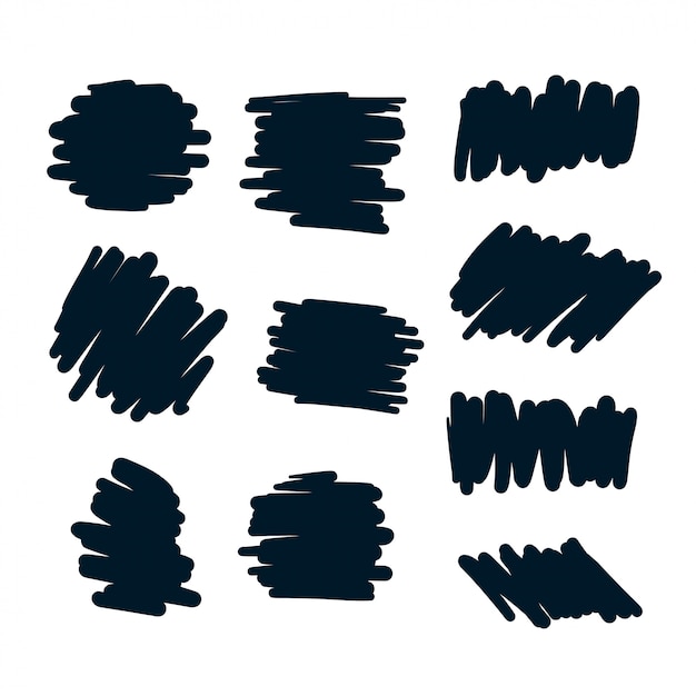 Free Vector set of abstract scribble bold pen elements