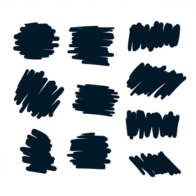 Set of abstract scribble bold pen elements