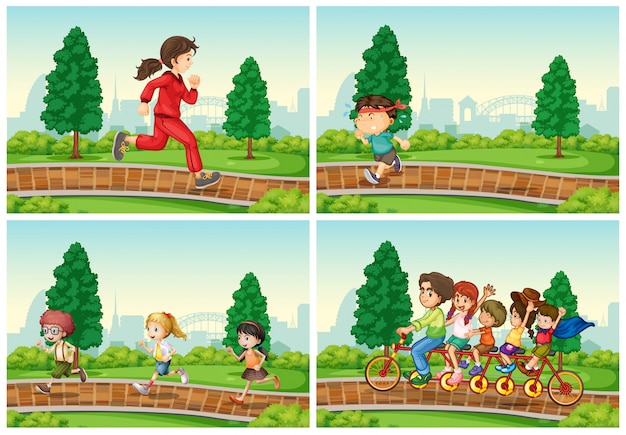 Free vector set of activity in the park