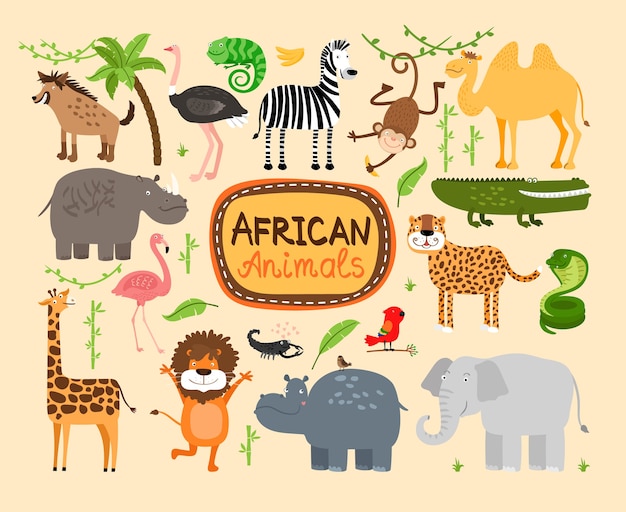 Free Vector set of african animals