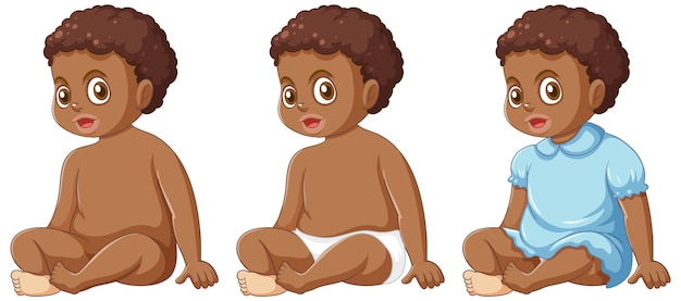 Free Vector set of african baby girl