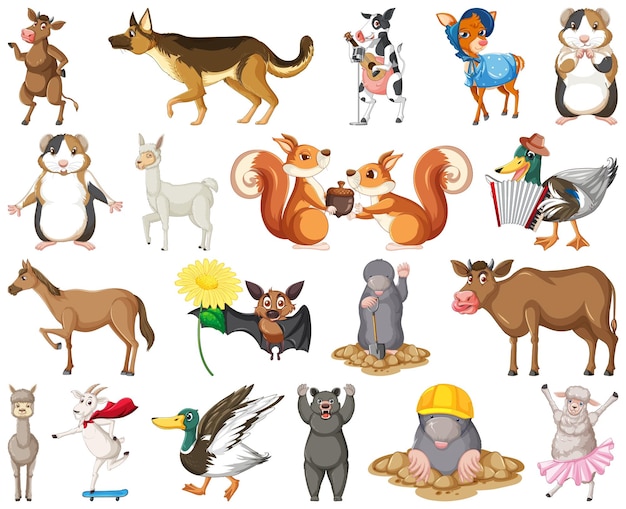 Set of animal cartoon character