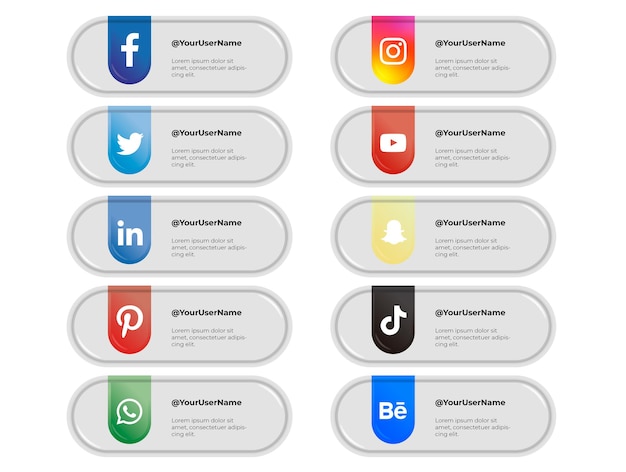 Free Vector set of banners for social media on grey bubbles