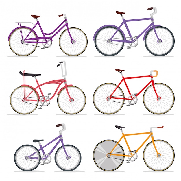 Free vector set bicycle transport with petal and chain