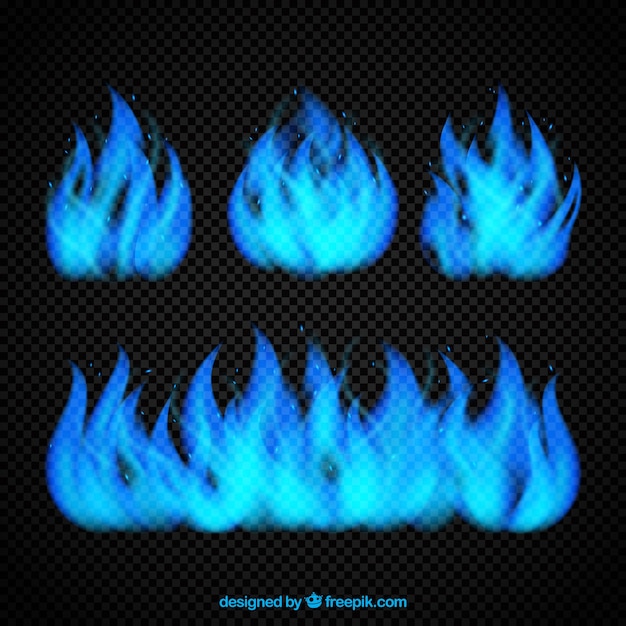 Free Vector set of blue flames