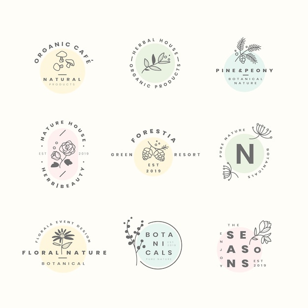 Free Vector set of botanical logo design vectors