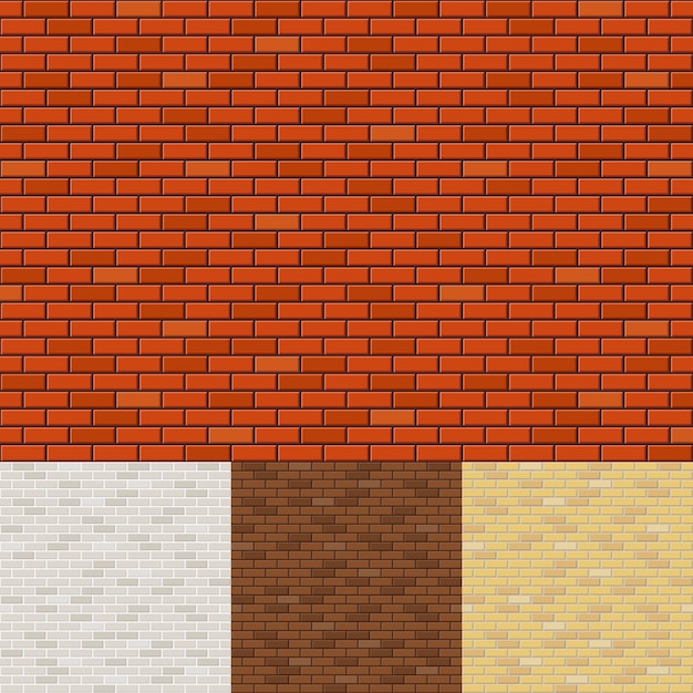 Free Vector set of brick wall backgrounds. texture surface, block rough, brickwork and stone.