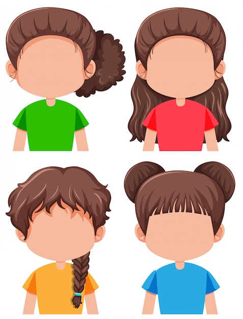 Free vector set of brunette female character