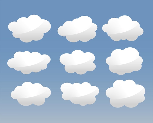 Free Vector set of bubble clouds icon for depicting sky and space