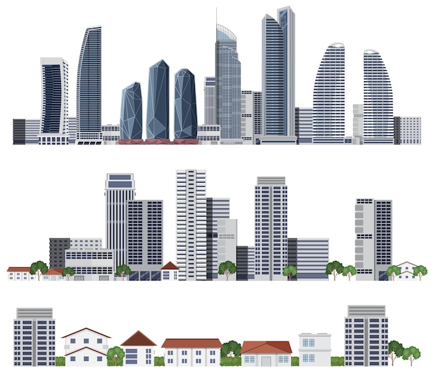 Free vector set of building on white background