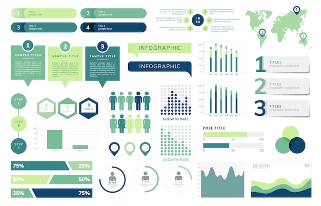 Free Vector set of business infograph vectors