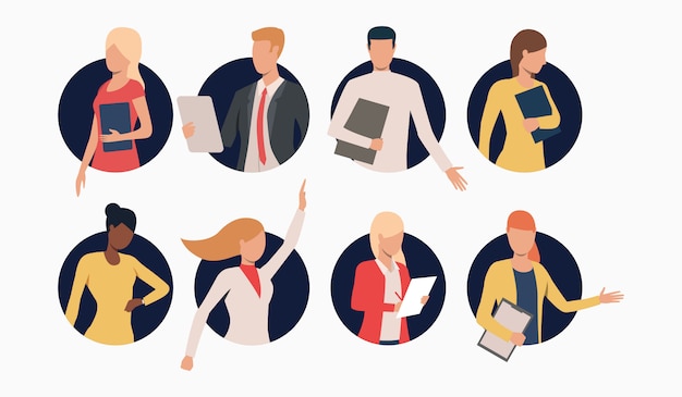 Free vector set of business people with clipboards
