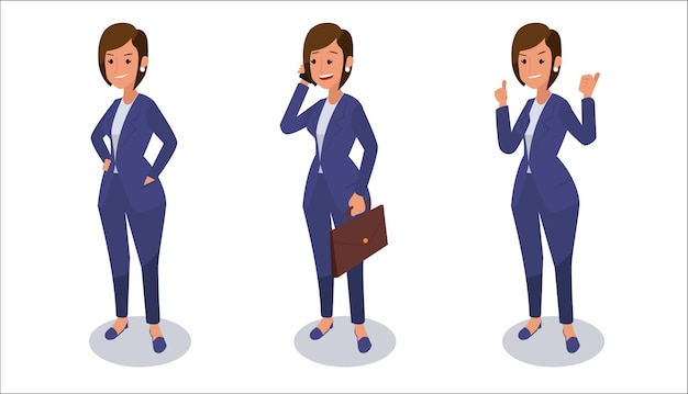 Free Vector set of business woman character illustration