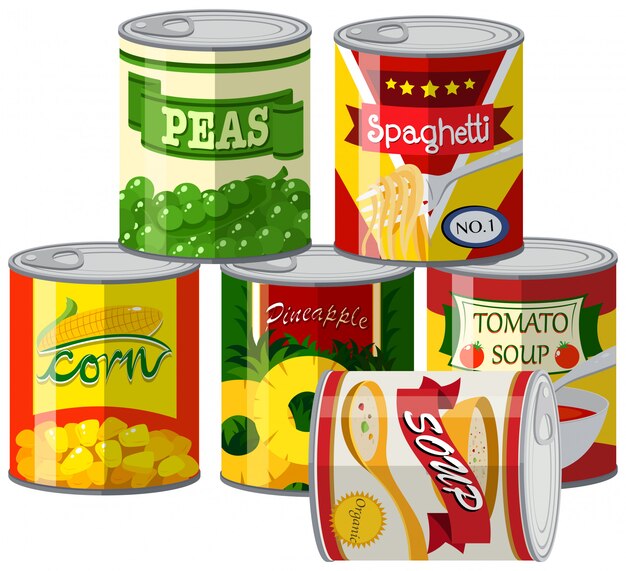 Set of canned foods